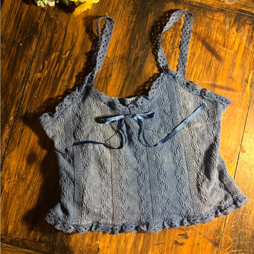 Y2K Cami Blue Lace Women Top
